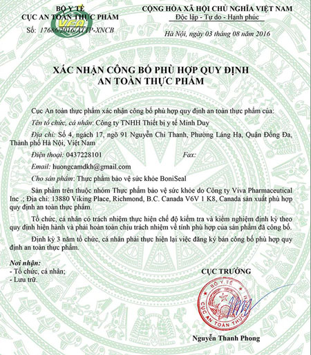 giấy đăng ký boniseal