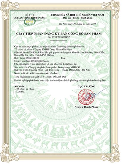giấy đăng ký đế linh đan