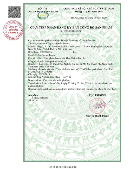 giấy đăng ký detox slim