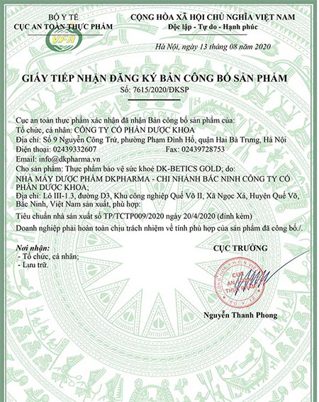 giấy đăng ký dk-betics gold