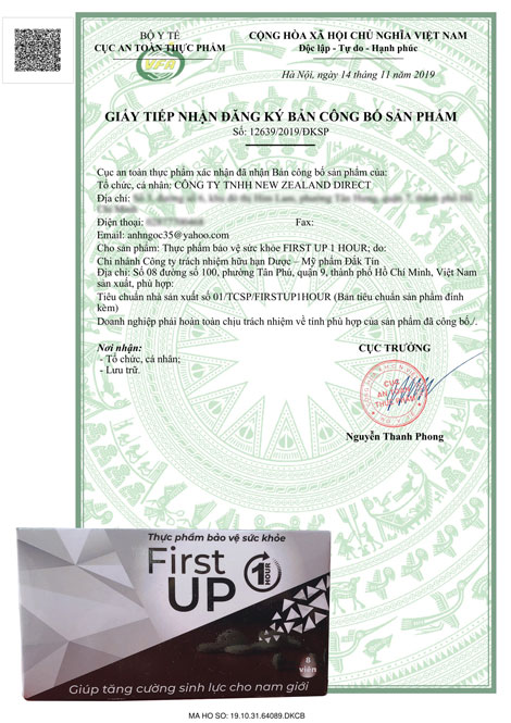 giấy chứng nhận first up 1h