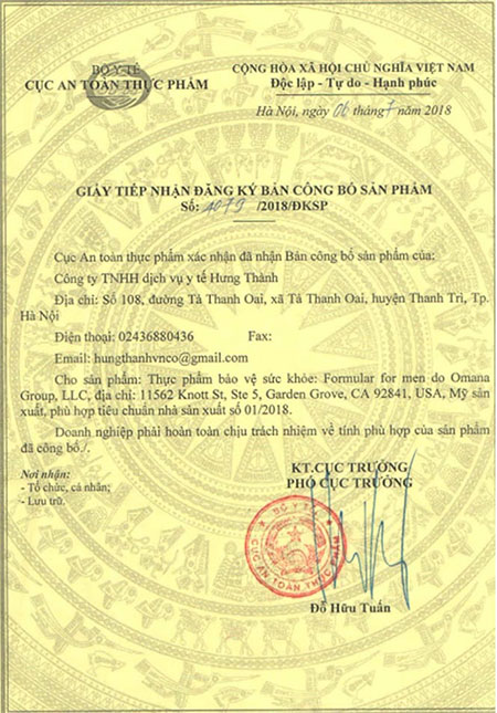 giấy đăng ký formuala for men