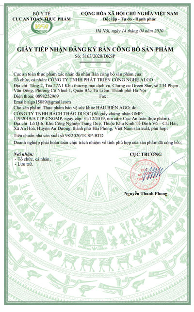 giấy đăng ký hàu biển ago