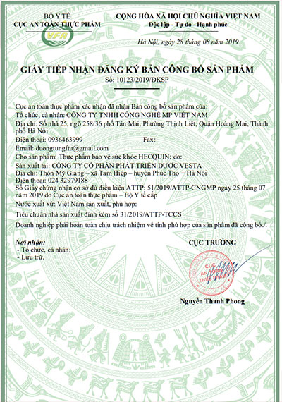 giấy đăng ký sản phẩm hecquin