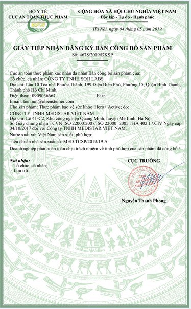 giấy đăng ký sản phẩm hero+ active