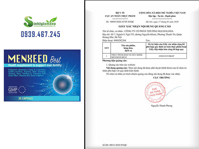 giấy chứng nhận menxeed best
