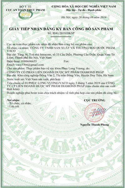 giấy đăng ký phục long vương