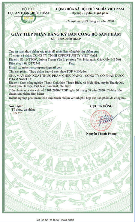 giấy côgn bố sản phẩm top men