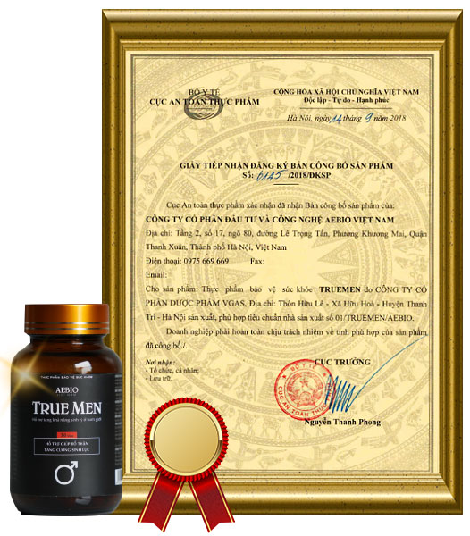 giấy đăng ký sản phẩm true men