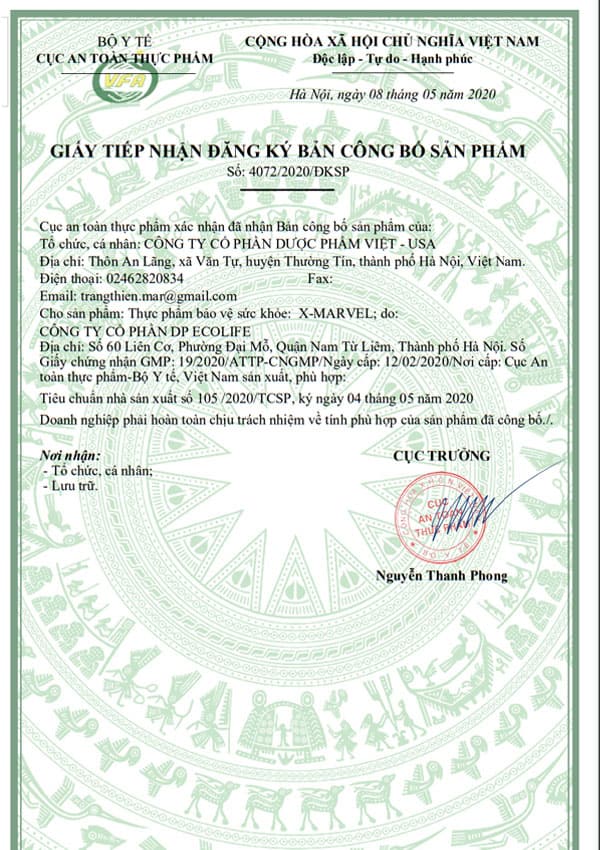 giấy đăng ký x-marvel