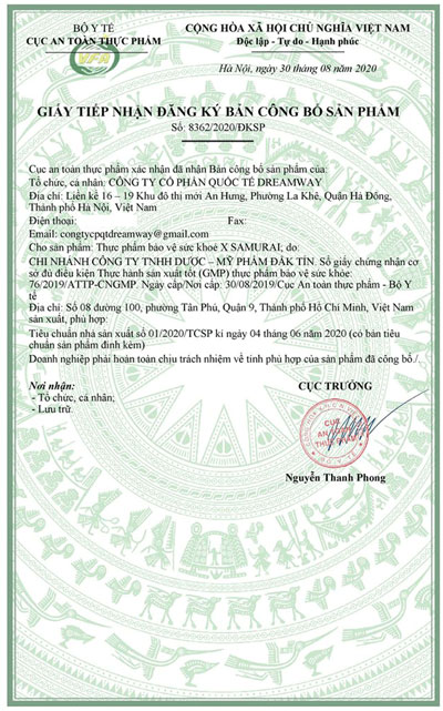 giấy đăng ký x samurai