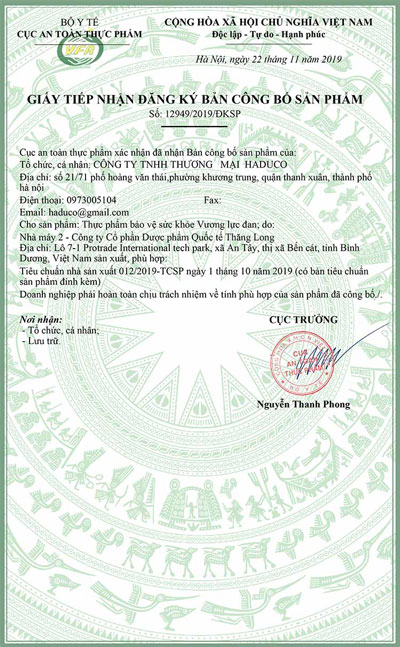 giấy chứng nhận vương lực đan