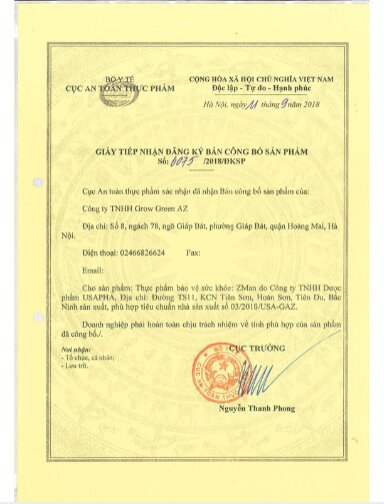 giấy đăng ký sản phẩm zman