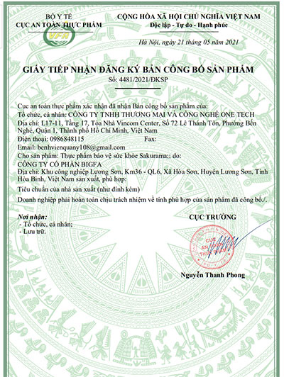 giấy công bố sản phẩm sakurama
