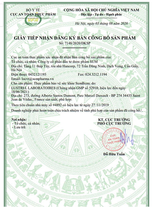 giấy đăng ký sumbeau