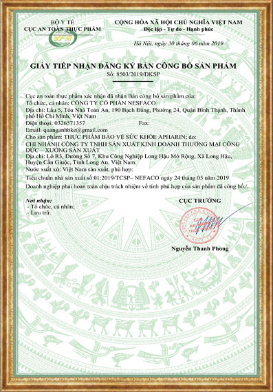 giấy đăng ký apharin