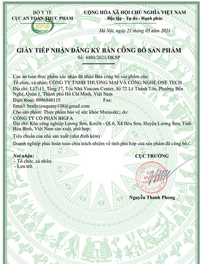 giấy công bố sản phẩm murasaki