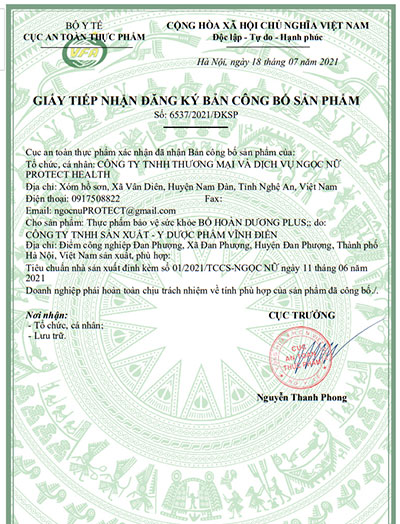 giấy đăng ký bổ hoàn dương plus