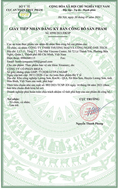giấy chứng nhận xtramax