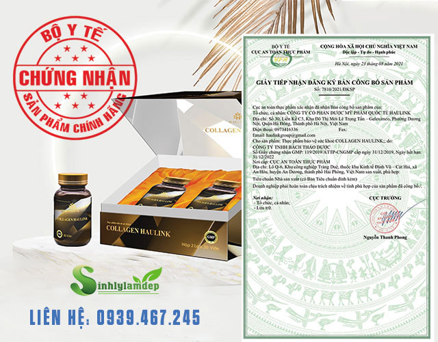 Chứng nhận sản phẩm Collagen Haulink an toàn tuyệt đối