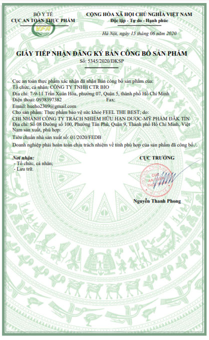 giấy đăng ký feel the best
