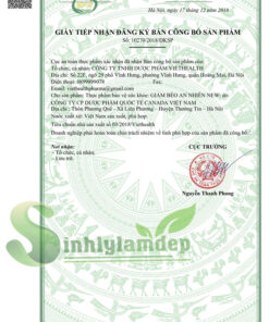 Giảm béo An Nhiên được Bộ Y Tế cấp giấy chứng nhận và đánh giá cao về chất lượng