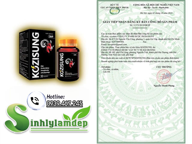 giấy công bố sản phẩm kozisung