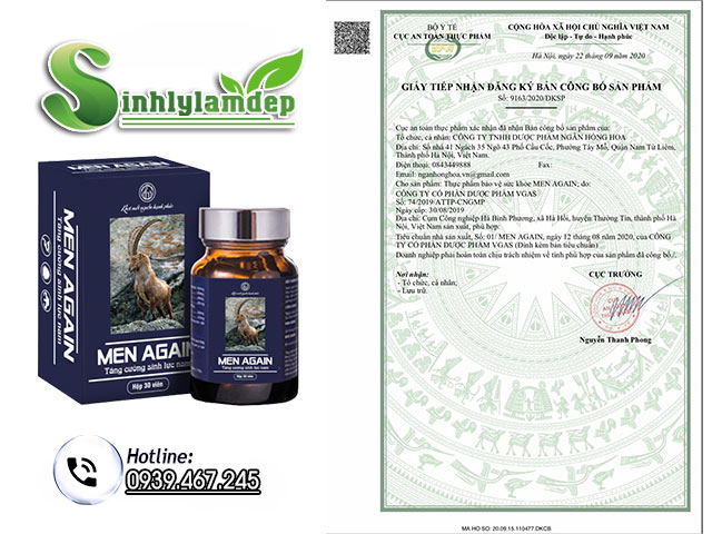 giấy công bố sản phẩm men again