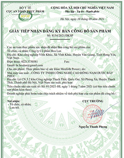 giấy công bố sản phẩm menfolk power
