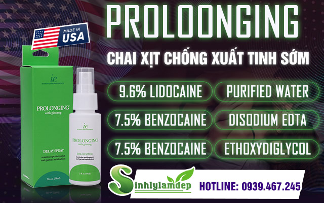 Các thành phần của Proloonging Delay Spray For Men