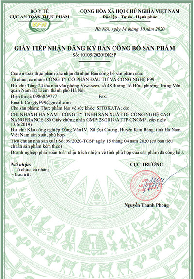 giấy đăng ký sitokata