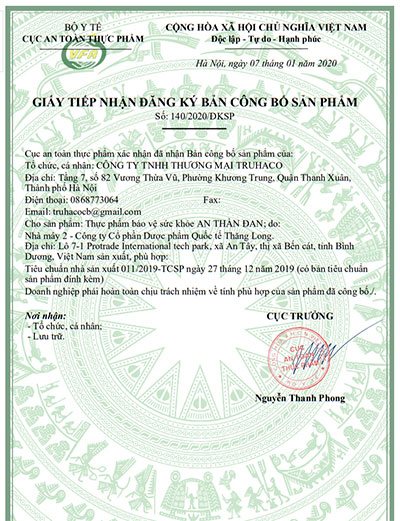 giấy công bố sản phẩm an thần đan