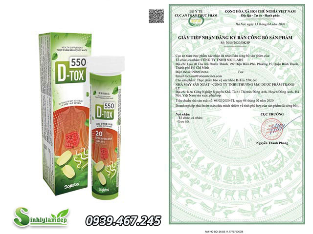 giấy công bố sản phẩm d tox 550