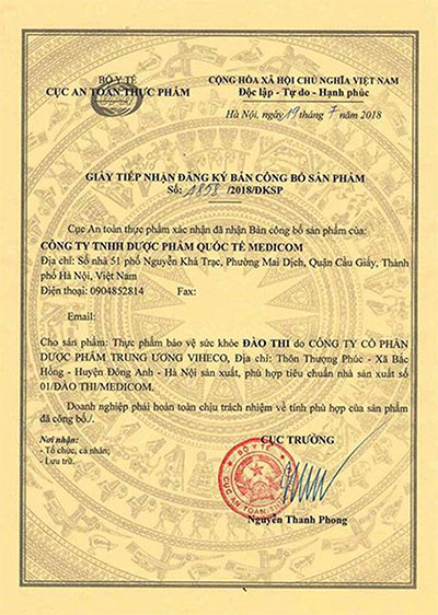 giấy công bố sản phẩm đào thi