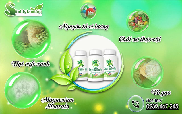 thành phần combo 3 sản phẩm green coffee slim