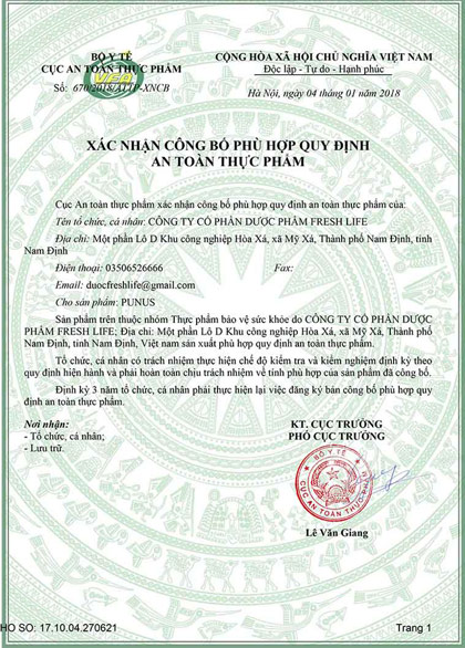 giấy chứng nhận punus