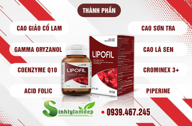 Thành phần có trong viên uống giảm mỡ máu Lipofil